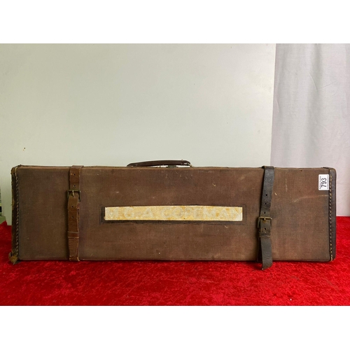 793 - Shotgun case with leather straps and key