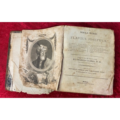 361 - A selection of antique books including 'The works of Flavius Josephus'- 1818 and Encyclopedia Britan... 