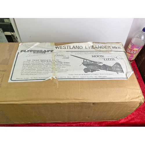 848 - Large Westland Lysander, boxed, semi finished modulised deluxe leasure scale, 'Moon Lizzie' model ae... 