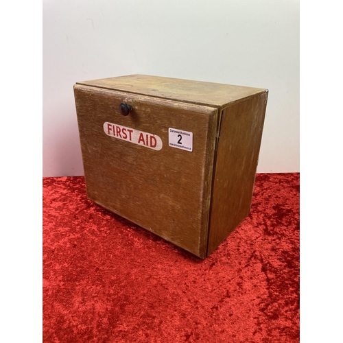 2 - Wooden first aid box with hinged lid 28x24x16cm