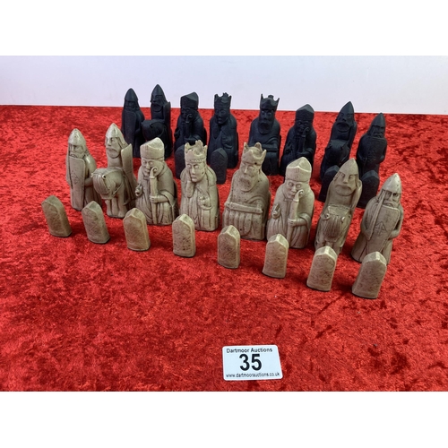 35 - Set of resin chess pieces