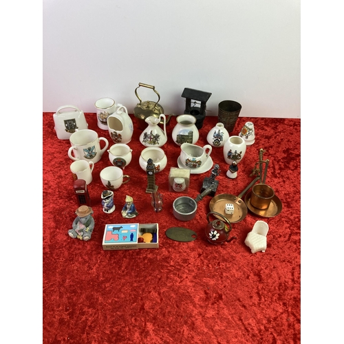 36 - Mixed collection of miniature china vases, pots, and trinkets