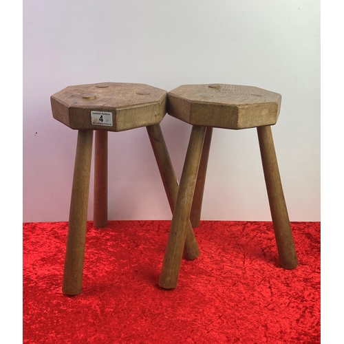 4 - Pair of smart wooden milking stools approx 38cm high