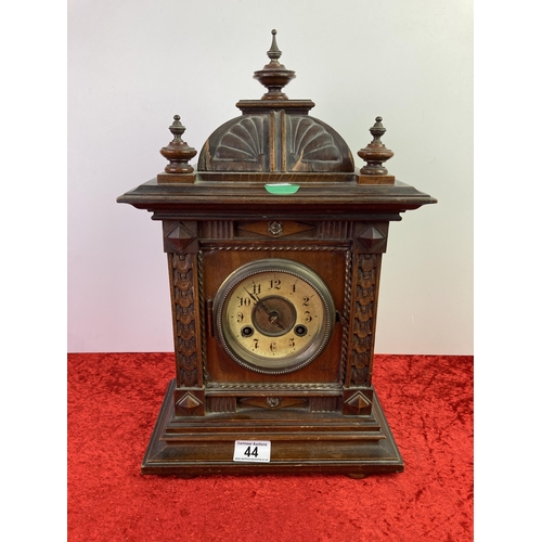 44 - Ornate and decorative wooden cased clock approx 43cm high