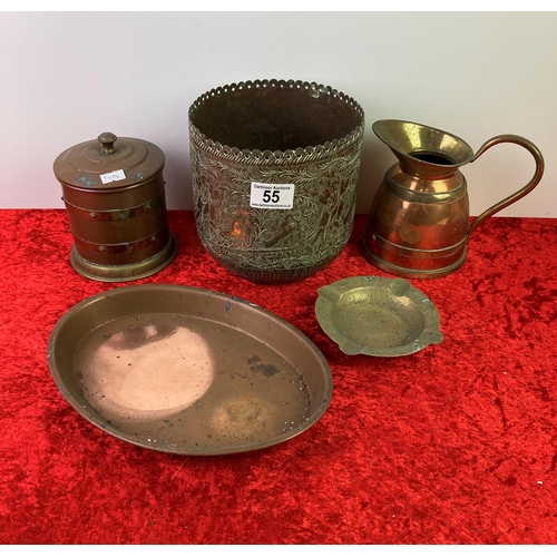 55 - Mixed brass and copper items