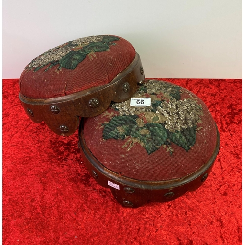 66 - Pair of tapestry low foot stools