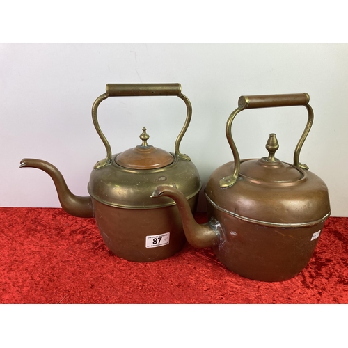 87 - Pair of copper kettles