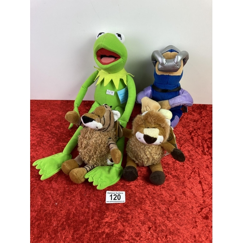 120 - Soft toys incl. Kermit the Frog and scuba diver