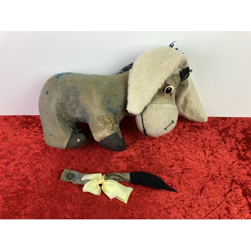 261 - Vintage Merrythought Wine the Pooh Eeyore straw filled soft toy with removable tail