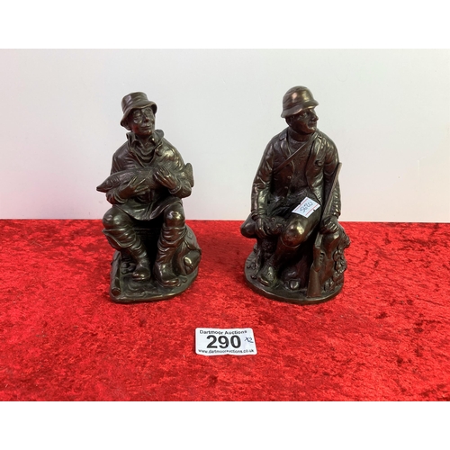 290 - Shooting and fishing figures 14cm tall