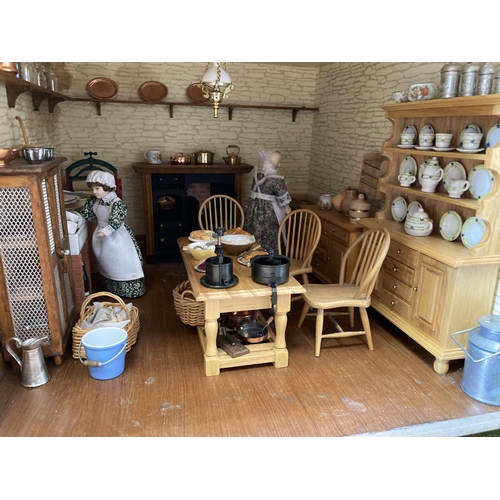 190l - 4-storey dolls house with exceptional detail in furnishings. Flooring lifted in places. Approx 100cm... 