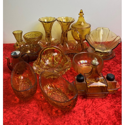 223 - Quantity of amber coloured glassware