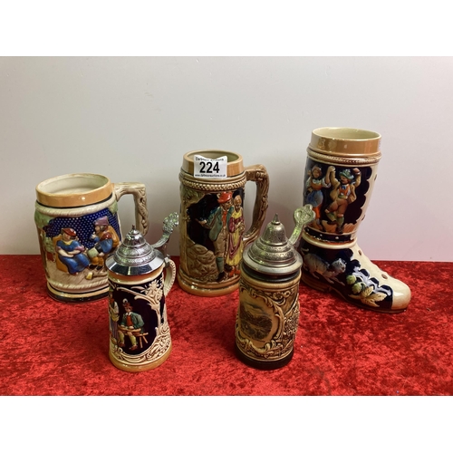 224 - Various bier steins