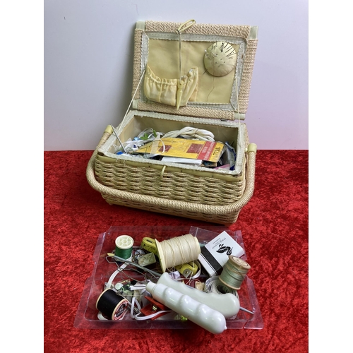 225 - Sewing basket with contents