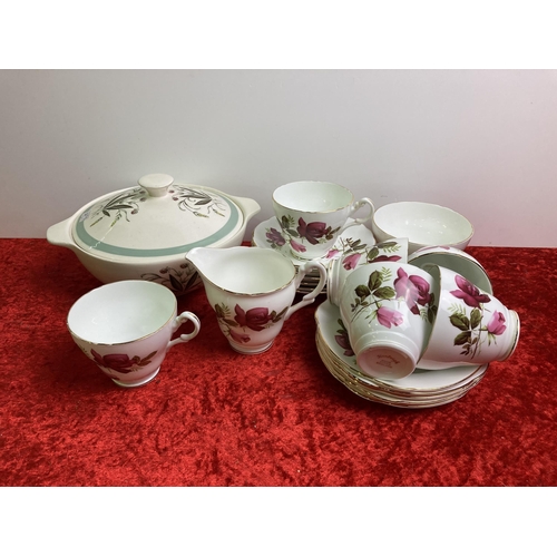 230 - Alfred Meakin hedgerow lidded serving dish, along with bone china tea set