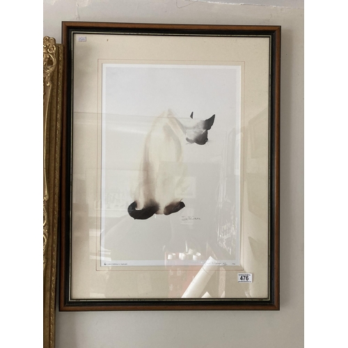 476 - Signed limited edition print of a Siamese cat by Ivor B Coburn  - approx 75cm x 57cm