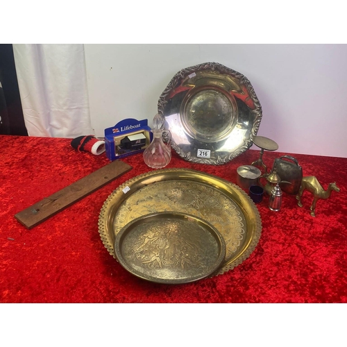 216 - Mixed lot including brass and other metalware + more