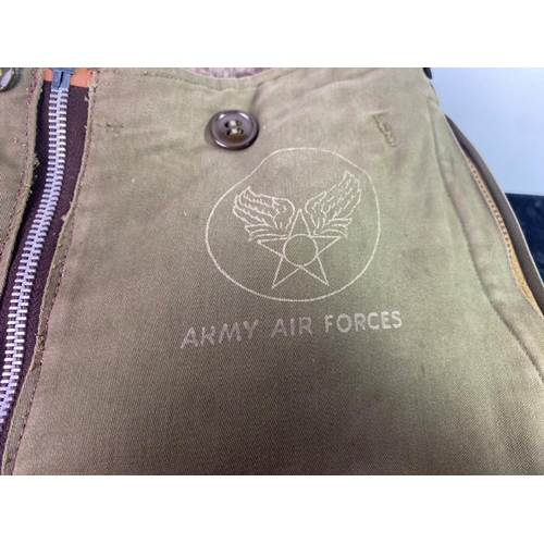 179 - A pair of Army Air Force insulated fully lined flying trousers, in a medium size. A zip for every oc... 