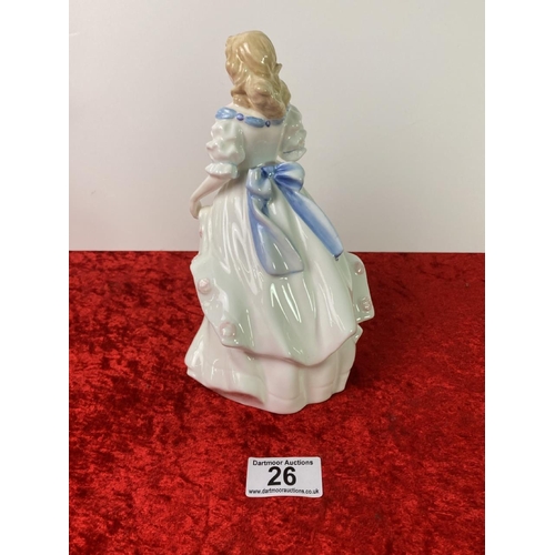 26 - Royal Doulton figurine of a lady in a blue dress, named ‘Laura’. Part of a set of 6 highly collectib... 