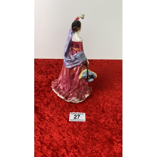 27 - Royal Doulton figurine of a lady in a red dress, titled ‘Fond Farewell’. Part of a set of 6 highly c... 