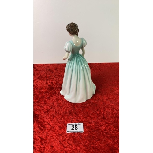 28 - Royal Doulton figurine of a lady in a blue dress, named ‘Stephanie in Powder Blue’. Part of a set of... 