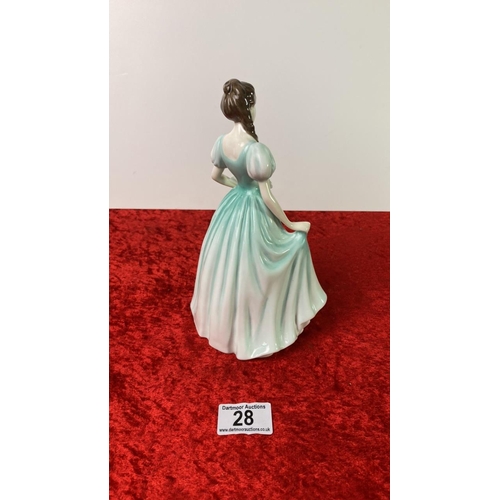 28 - Royal Doulton figurine of a lady in a blue dress, named ‘Stephanie in Powder Blue’. Part of a set of... 