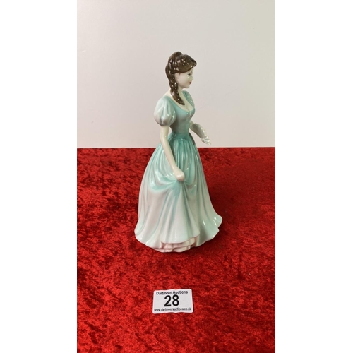 28 - Royal Doulton figurine of a lady in a blue dress, named ‘Stephanie in Powder Blue’. Part of a set of... 