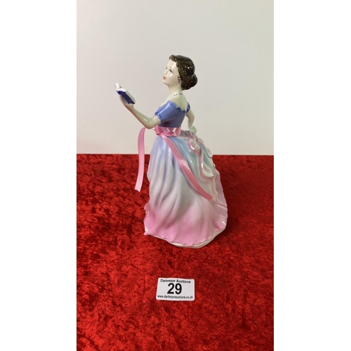 29 - Royal Doulton figurine of a lady in a lavender dress, entitled ‘Sweet Poetry’. Part of a set of 6 hi... 