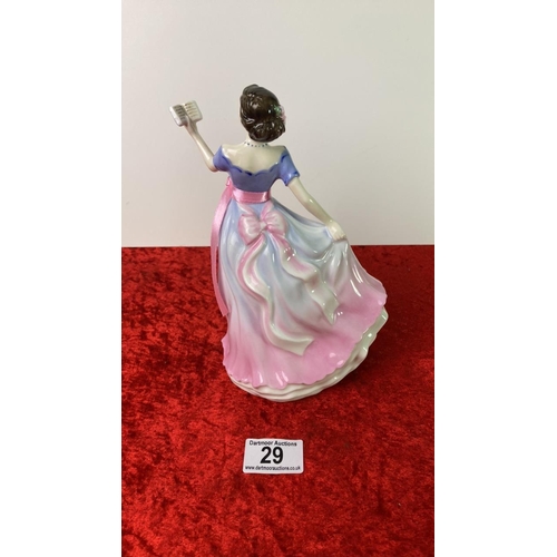 29 - Royal Doulton figurine of a lady in a lavender dress, entitled ‘Sweet Poetry’. Part of a set of 6 hi... 