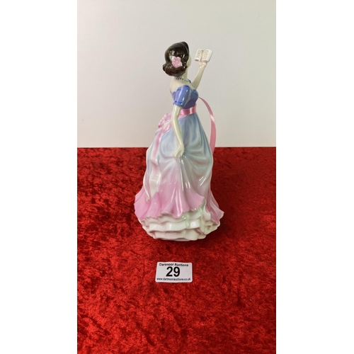 29 - Royal Doulton figurine of a lady in a lavender dress, entitled ‘Sweet Poetry’. Part of a set of 6 hi... 