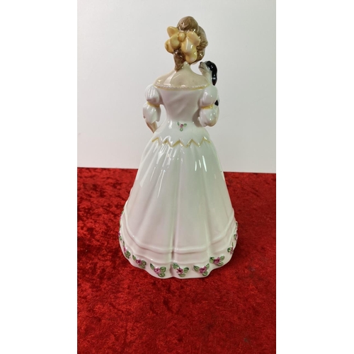 30 - Royal Doulton figurine of a lady in a white dress with rosebuds to hem, entitled ‘Take Me Home’, wit... 