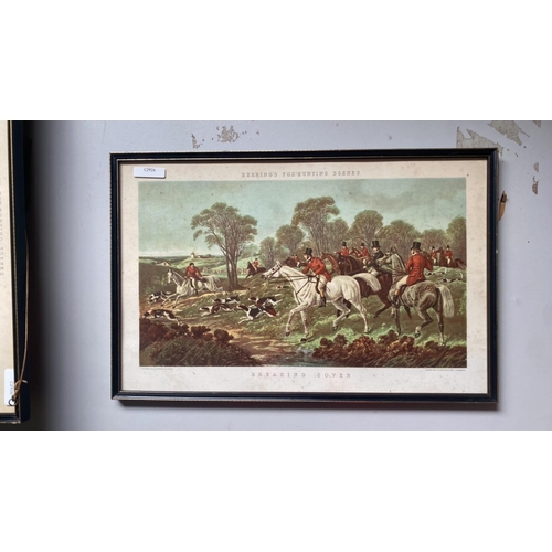 464 - 3 x Hunting scene prints. The largest measures approx 31 cm H x 47 cm W