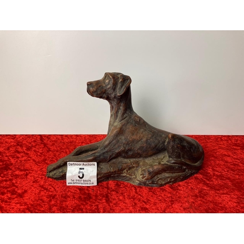 5 - Beautiful figure of a Great Dane regally lying down. Length approx 28cm, height approx 17cm.