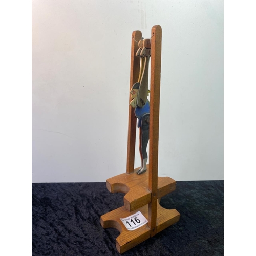 116 - Acrobat clown, twirling and flipping antique wooden toy