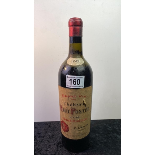 160 - Chateau Haut Pontet, 1er Cru, Bordeaux, St Emilion, 1947, 1 x bottle