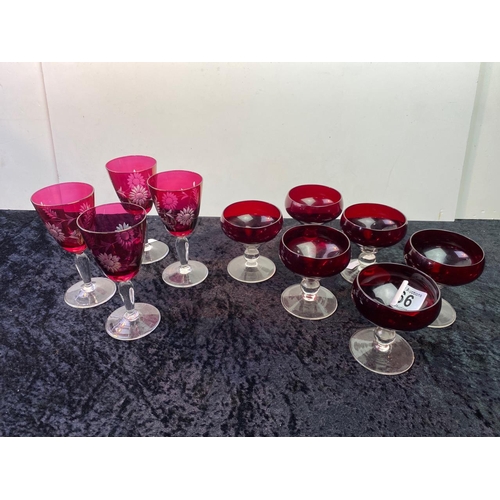 166 - Collection of Cranberry glasses