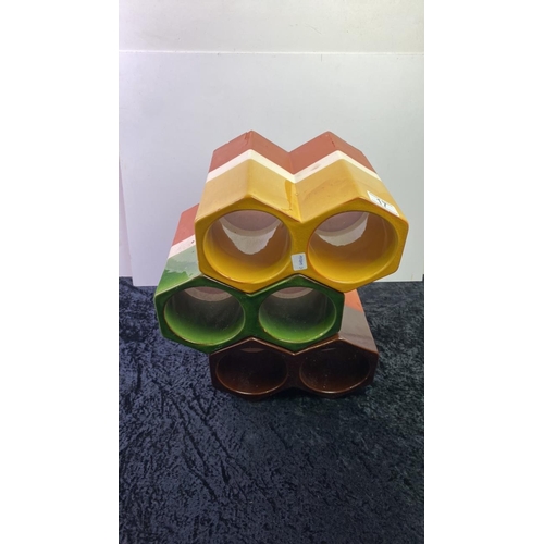 17 - Part glazed stacking terracotta wine holders (3 x 2 bottles)