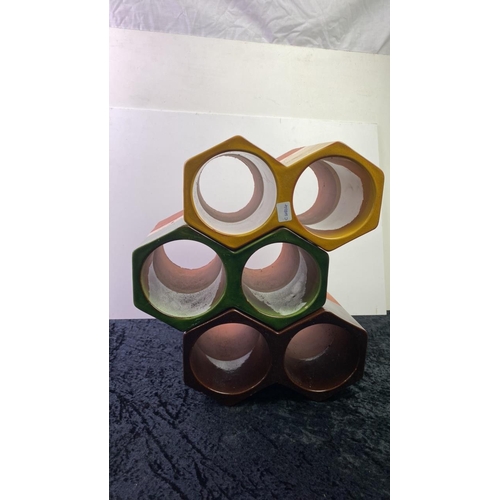 17 - Part glazed stacking terracotta wine holders (3 x 2 bottles)