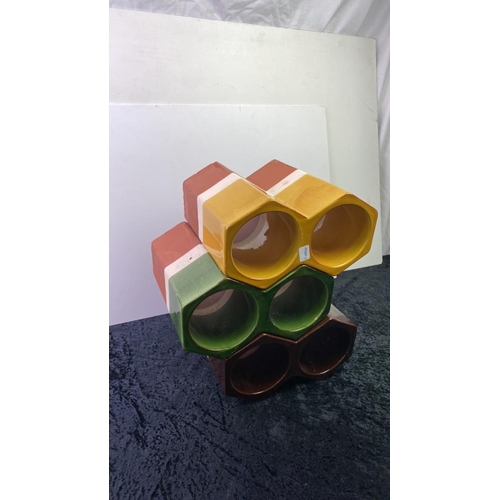 17 - Part glazed stacking terracotta wine holders (3 x 2 bottles)