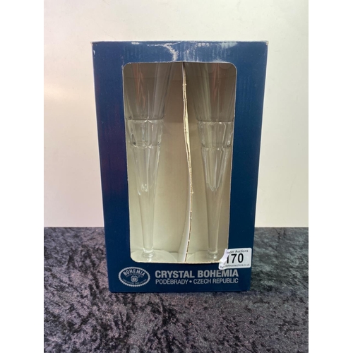 170 - Boxed Crystal Bohemia champagne flutes