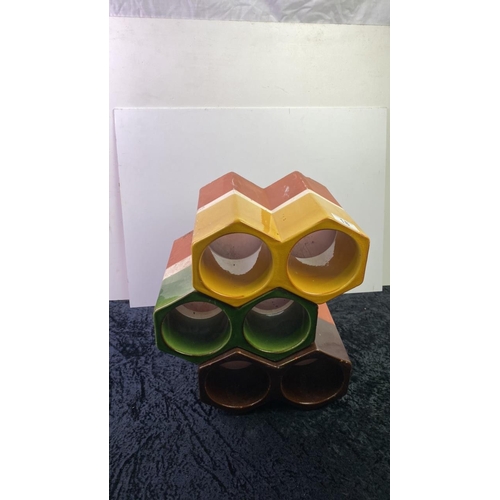 18 - Part glazed stacking terracotta wine holders (3 x 2 bottles)