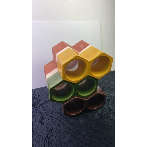 18 - Part glazed stacking terracotta wine holders (3 x 2 bottles)