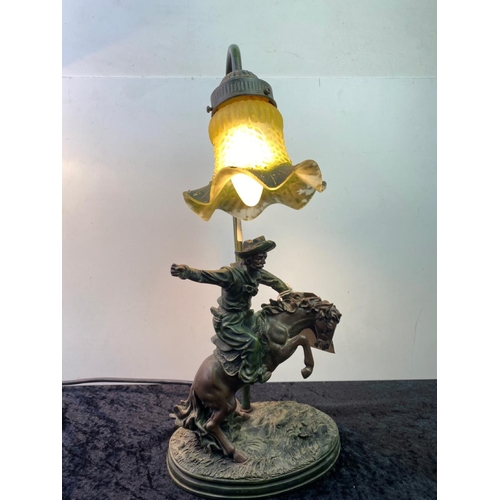 30 - Vintage resin desk lamp depicting a cowboy (working order but some chips to figure)