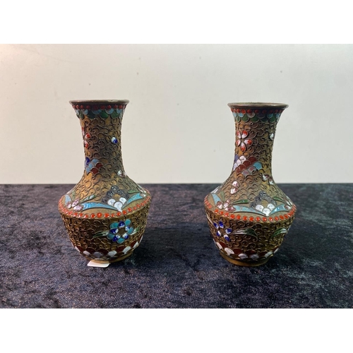 350 - Two small oriental cloisonné vases