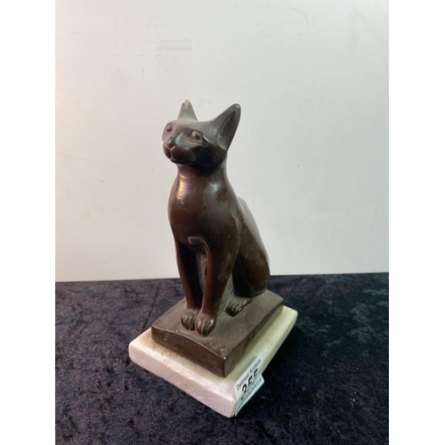 355 - Egyptian cat on marble base