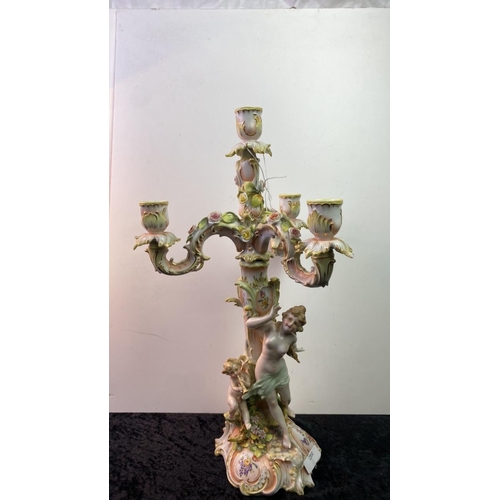 37 - Stunning pairs of 19 century Sitzendorf Porcelain Meissen style figural candelabra and superb condit... 