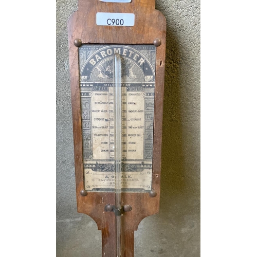 387 - Vintage mercury stick barometer, approx 100cm tall