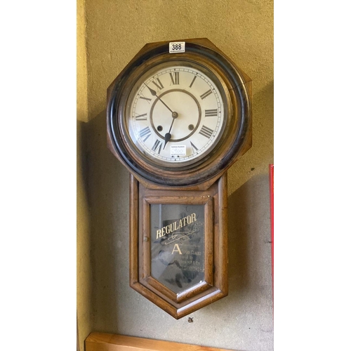 388 - ‘Regulator A’ wooden cased wall clock manufactured by the Owari Clock Company, no pendulum or key, a... 