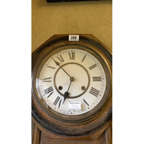388 - ‘Regulator A’ wooden cased wall clock manufactured by the Owari Clock Company, no pendulum or key, a... 