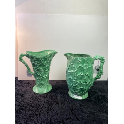 45 - Two matching 1950s Sylvac ivy patterned jugs. 20 cm tall.